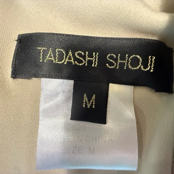 Tadashi Shoji Cap Sleeve Gold/Cream Shutter Pleat Ombre Midi Dress Medium $295 - Picture 6 of 12